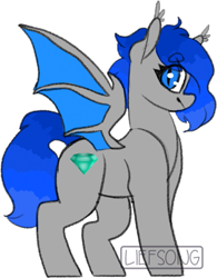 Size: 619x792 | Tagged: safe, artist:liefsong, oc, oc only, oc:aquamarine midnights, species:bat pony, species:pony, bat pony oc, bat wings, gradient hair, simple background, solo, wings