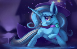Size: 4365x2788 | Tagged: safe, artist:auroriia, character:trixie, species:pony, species:unicorn, cape, clothing, cute, cutie mark, diatrixes, female, hat, high res, long hair, mare, smiling, solo, trixie's cape, trixie's hat, wizard hat
