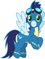 Size: 2270x3000 | Tagged: safe, artist:chainchomp2, character:soarin', species:pegasus, species:pony, episode:parental glideance, g4, my little pony: friendship is magic, .svg available, alternate versions at source, clothing, flying, goggles, high res, looking at you, male, simple background, solo, stallion, transparent background, uniform, vector, wonderbolts uniform