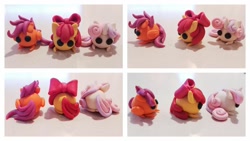 Size: 1280x720 | Tagged: safe, artist:dawn-designs-art, character:apple bloom, character:scootaloo, character:sweetie belle, species:earth pony, species:pegasus, species:pony, species:unicorn, chibi, craft, cutie mark crusaders, photo, sculpey, sculpture