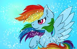 Size: 3000x1920 | Tagged: safe, artist:dawn-designs-art, character:rainbow dash, species:pegasus, species:pony, breeze, confident, female, sitting, solo, wind, windswept mane, wings