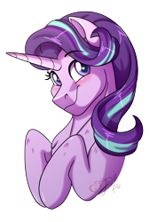 Size: 1347x2000 | Tagged: safe, artist:jack-pie, character:starlight glimmer, species:pony, species:unicorn, bust, cute, digital art, female, glimmerbetes, mare, signature, simple background, smiling, solo, transparent background