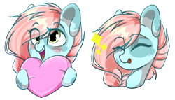 Size: 1951x1118 | Tagged: safe, artist:cloud-fly, oc, oc:waterlily, species:pony, bust, female, heart, mare, portrait, simple background, solo, transparent background