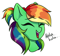 Size: 1153x1061 | Tagged: safe, artist:cloud-fly, oc, oc:lighting chaser, species:pony, bust, female, laughing, mare, portrait, simple background, solo, transparent background
