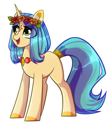 Size: 999x1129 | Tagged: safe, artist:cloud-fly, oc, oc only, oc:akila, species:pony, species:unicorn, female, floral head wreath, flower, mare, outline, simple background, solo, tail wrap, transparent background