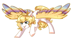 Size: 1600x882 | Tagged: safe, artist:cloud-fly, oc, oc only, oc:abalone, species:pegasus, species:pony, colored wings, iridescence, male, multicolored wings, outline, simple background, solo, stallion, transparent background, two toned wings, wings