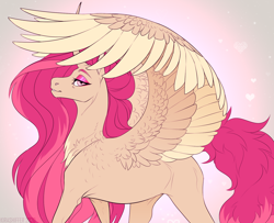 Size: 1600x1300 | Tagged: safe, artist:dementra369, oc, oc only, species:alicorn, species:pony, alicorn oc, eyeshadow, horn, long mane, looking at you, makeup, solo, spread wings, wings