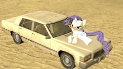 Size: 1024x576 | Tagged: safe, artist:sketchywolf-13, character:rarity, species:pony, species:unicorn, 3d, cadillac, car, cutie mark, female, glasses, horn, mare, solo, source filmmaker