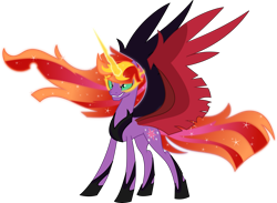 Size: 4113x3011 | Tagged: safe, artist:digimonlover101, character:midnight sparkle, character:sunset satan, character:sunset shimmer, character:twilight sparkle, species:alicorn, species:pony, g4, my little pony:equestria girls, cutie mark, demon, female, fusion, mane of fire, mare, midnight sparkle, midnightsatan, simple background, sunset satan