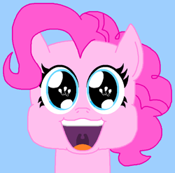 Size: 661x653 | Tagged: safe, artist:logan jones, character:pinkie pie, species:pony, big eyes, bust, cute, cutie mark in eye, happy, open mouth, smiling, wingding eyes