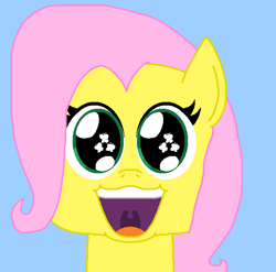 Size: 661x653 | Tagged: safe, artist:logan jones, character:fluttershy, species:pegasus, species:pony, big eyes, bust, cute, cutie mark in eye, happy, open mouth, smiling, wingding eyes