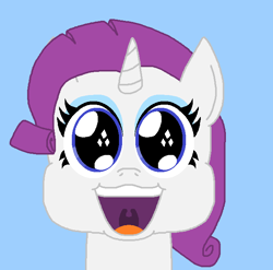 Size: 661x653 | Tagged: safe, artist:logan jones, character:rarity, species:pony, species:unicorn, big eyes, bust, cute, cutie mark in eye, happy, open mouth, smiling, wingding eyes