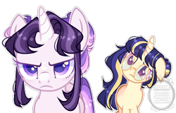 Size: 915x584 | Tagged: safe, artist:manella-art, base used, oc, oc only, oc:aurora twilightshine, oc:sunny moonlight, parent:flash sentry, parent:rainbow dash, parent:twilight sparkle, parents:flashlight, parents:twidash, species:pony, species:unicorn, duo, female, floppy ears, glasses, half-siblings, magical lesbian spawn, mare, offspring, siblings, simple background, sisters, transparent background