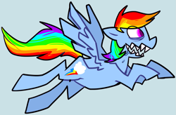 Size: 969x636 | Tagged: safe, artist:ghost, character:rainbow dash, fangs, female, hilarious in hindsight, insanity, solo