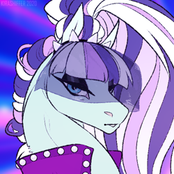 Size: 500x500 | Tagged: safe, artist:dementra369, character:coloratura, character:countess coloratura, species:earth pony, species:pony, bust, clothing, female, looking at you, makeup, mare, portrait, solo, veil