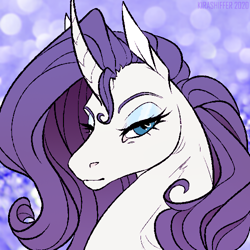 Size: 500x500 | Tagged: safe, artist:dementra369, character:rarity, species:pony, species:unicorn, bust, female, looking at you, mare, portrait, solo
