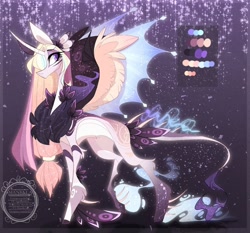 Size: 1024x956 | Tagged: safe, artist:manella-art, oc, oc:sunny moonlight, parent:rainbow dash, parent:twilight sparkle, parents:twidash, species:alicorn, species:pony, chest fluff, ethereal wings, female, hybrid wings, leonine tail, magical lesbian spawn, mare, offspring, solo, tail feathers, wings