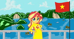 Size: 3356x1787 | Tagged: safe, artist:trungtranhaitrung, character:sunset shimmer, my little pony:equestria girls, flag, vietnam
