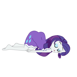 Size: 894x894 | Tagged: safe, artist:gmaplay, character:rarity, species:human, my little pony:equestria girls, absurd resolution, ass, barefoot, butt, clothing, cute, cutie mark, cutie mark on clothes, eyeshadow, face down ass up, feet, female, legs, makeup, nightgown, open mouth, pajamas, raribetes, rearity, simple background, sleeping, solo, transparent background