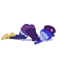 Size: 2952x2952 | Tagged: safe, artist:gmaplay, g4, my little pony: equestria girls, my little pony:equestria girls, ass, ass up, butt, clothing, female, hat, shorts, simple background, sleeping, solo, space booty, space camp (character), transparent background