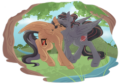 Size: 7392x5000 | Tagged: safe, artist:amazing-artsong, oc, oc only, oc:antares, oc:artsong, species:pegasus, species:pony, absurd resolution, female, male, mare, simple background, stallion, transparent background, tree