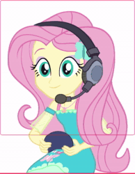 Size: 754x974 | Tagged: safe, artist:invisibleink, character:fluttershy, g4, my little pony: equestria girls, my little pony:equestria girls, animated, clothing, controller, copypasta, female, fifteen.ai, gamershy, gaming, headset, meme, navy seal copypasta, simple background, solo, sound, sound only, vector, vulgar, webm