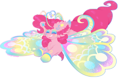 Size: 3525x2270 | Tagged: safe, artist:vanillaswirl6, character:pinkie pie, species:breezies, species:pony, breeziefied, eyes closed, fluffy, happy, open mouth, redraw, simple background, species swap, transparent background