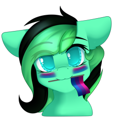Size: 3000x3000 | Tagged: safe, artist:xcinnamon-twistx, oc, oc only, species:pony, bi, bisexual, bisexual female, bisexuality, commission, flag, lgbt, looking at you, pride, pride ponies, simple background, solo, transparent background, ych result
