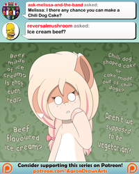 Size: 2000x2500 | Tagged: safe, artist:aarondrawsarts, oc, oc:daisy cakes, species:deer, ask, ask brain teaser, confusion, floppy ears, freckles, original species, tumblr