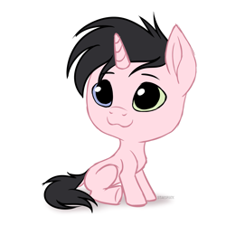 Size: 2599x2587 | Tagged: safe, artist:starshade, oc, oc only, oc:sucata, species:pony, species:unicorn, cute, full body, heterochromia, male, simple background, smiling, solo, white background
