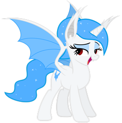 Size: 2438x2460 | Tagged: safe, artist:magister39, oc, oc only, oc:white flare, species:alicorn, species:bat pony, species:pony, alicorn oc, bat pony oc, bat wings, horn, simple background, solo, transparent background, wings