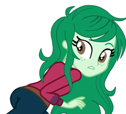 Size: 794x720 | Tagged: safe, artist:gmaplay, character:wallflower blush, g4, my little pony: equestria girls, my little pony:equestria girls, spoiler:eqg series (season 2), ass, butt, female, freckles, looking at you, looking back, looking back at you, simple background, solo, transparent background, wallflower butt