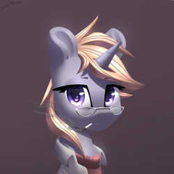 Size: 2400x2400 | Tagged: safe, artist:shido-tara, oc, oc only, oc:triage, species:pony, species:unicorn, fallout equestria, fallout equestria: project horizons, doctor, fanfic art, glasses, simple background, smoking