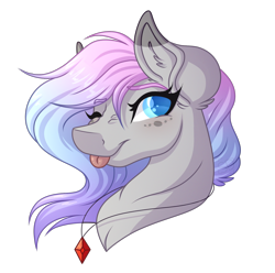 Size: 1410x1400 | Tagged: safe, artist:amazing-artsong, oc, oc:aldia, species:pony, bust, female, mare, portrait, simple background, solo, tongue out, transparent background