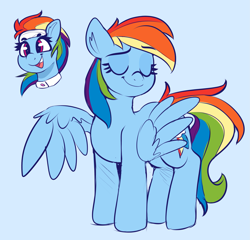 Size: 3209x3081 | Tagged: safe, artist:graphene, character:rainbow dash, species:pegasus, species:pony, episode:deep tissue memories, spoiler:deep tissue memories, alternate hairstyle, backwards cutie mark, blue background, bust, cute, dashabetes, eyes closed, female, mare, simple background, smiling, solo, spa outfit, spa pony rainbow dash, spread wings, wings