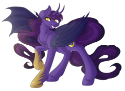 Size: 4946x3612 | Tagged: safe, artist:amazing-artsong, oc, oc:mistress nightmare, species:bat pony, species:pony, absurd resolution, female, horns, mare, simple background, solo, transparent background