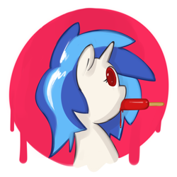 Size: 1800x1800 | Tagged: safe, artist:whoop, character:dj pon-3, character:vinyl scratch, bust, female, mouth hold, popsicle, portrait, solo