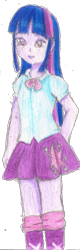 Size: 333x1044 | Tagged: safe, artist:wrath-marionphauna, character:twilight sparkle, character:twilight sparkle (eqg), species:eqg human, my little pony:equestria girls, colored pencil drawing, smiling, traditional art