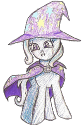 Size: 511x765 | Tagged: safe, artist:wrath-marionphauna, character:trixie, broken, colored pencil drawing, crying, female, sad, simple background, smiling, solo, traditional art, transparent background