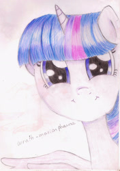 Size: 2052x2921 | Tagged: safe, artist:wrath-marionphauna, character:twilight sparkle, character:twilight sparkle (alicorn), species:alicorn, species:pony, big eyes, colored pencil drawing, cute, female, smiling, solo, traditional art, twiabetes