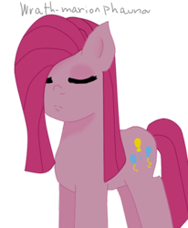 Size: 320x389 | Tagged: safe, artist:wrath-marionphauna, character:pinkamena diane pie, character:pinkie pie, digital art, eyes closed, female, simple background, solo, transparent background