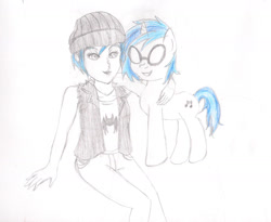 Size: 1599x1311 | Tagged: safe, artist:wrath-marionphauna, character:dj pon-3, character:vinyl scratch, chloe price, crossover, life is strange, traditional art