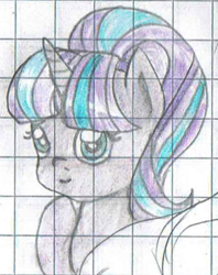 Size: 458x577 | Tagged: safe, artist:wrath-marionphauna, character:starlight glimmer, colored pencil drawing, evil starlight, female, sketch, smiling, solo, traditional art