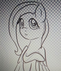 Size: 640x750 | Tagged: safe, artist:wrath-marionphauna, character:fluttershy, species:pegasus, species:pony, digital art, female, looking at you, sketch, solo