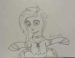 Size: 720x557 | Tagged: safe, artist:wrath-marionphauna, character:kerfuffle, friendship is magic: rainbow roadtrip, g4, my little pony: friendship is magic, clothing, female, pencil drawing, smiling, solo, traditional art