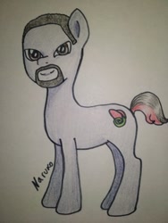 Size: 384x512 | Tagged: safe, artist:wrath-marionphauna, species:pony, beard, colored pencil drawing, facial hair, ponified, smiling, solo, the fresh prince of bel-air, traditional art, will smith