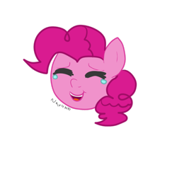 Size: 1000x1000 | Tagged: safe, artist:wrath-marionphauna, character:pinkie pie, digital art, emoji, eyes closed, female, laughing, open mouth, simple background, smiling, solo, tears of laughter, transparent background