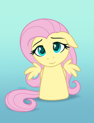 Size: 2655x3500 | Tagged: safe, artist:starshade, character:fluttershy, species:pegasus, species:pony, chibi, cute, female, gradient background, mare, simple background, solo