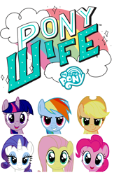 Size: 1280x1968 | Tagged: safe, artist:blackgryph0n, edit, character:applejack, character:fluttershy, character:pinkie pie, character:rainbow dash, character:rarity, character:twilight sparkle, my little pony:pony life, logo, mane six