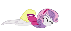 Size: 2484x1112 | Tagged: safe, artist:gmaplay, character:sweetie belle, my little pony:equestria girls, alternative outfit, ass, butt, face down ass up, female, mimir, simple background, solo, sweetie butt, transparent background